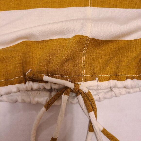 Aerie Women's Small Striped Hoodie Mustard Yellow White Long Sleeve Lightweight - Picture 8 of 13